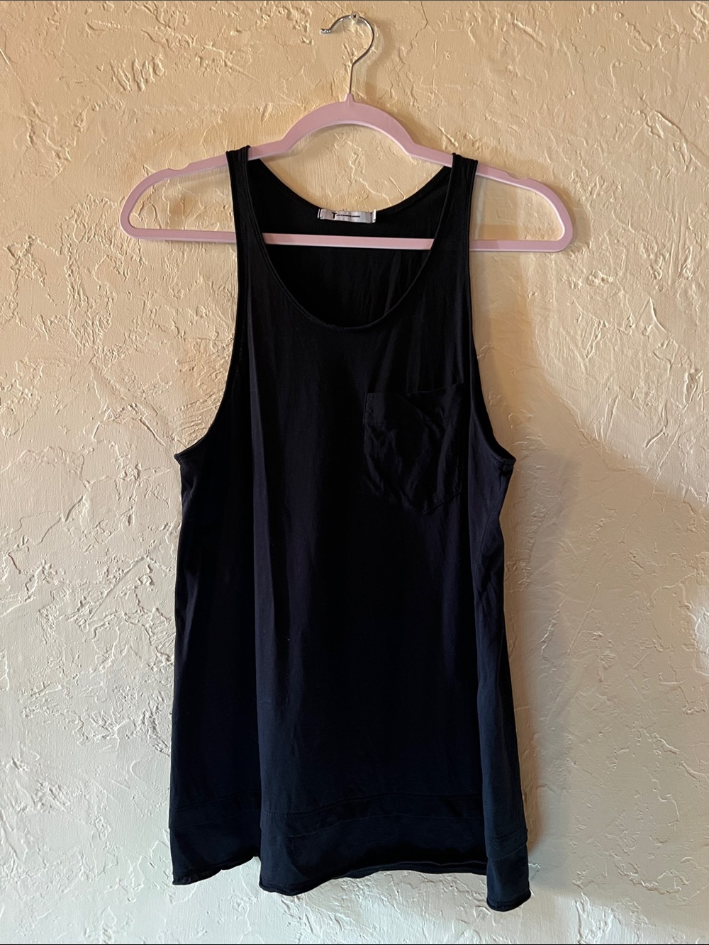 Alexander Wang Cotton Black Tank Top with Pocket - Classic Scoop Neck